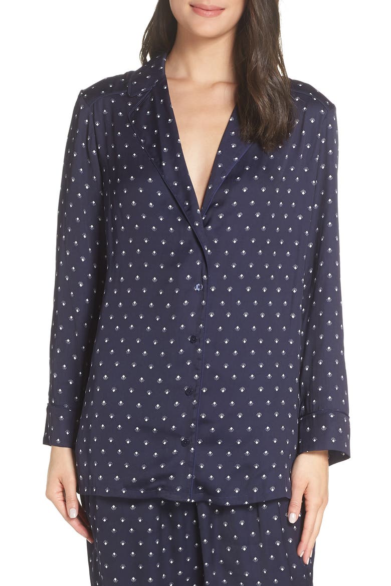 Satin Nightshirt (Nordstrom Exclusive), Main, color, NAVY NIGHT DIAMOND FOULARD