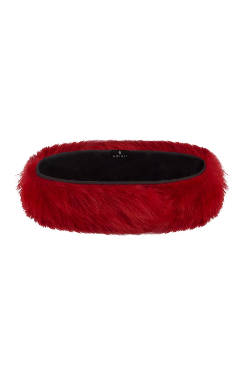 GORSKI Genuine Shearling Headband, Main, color, Red