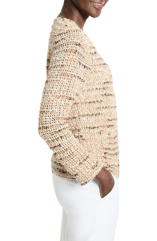 Nic + Zoe Nic+zoe Tonal Mix Open Stitch Cotton Blend Knit Jacket