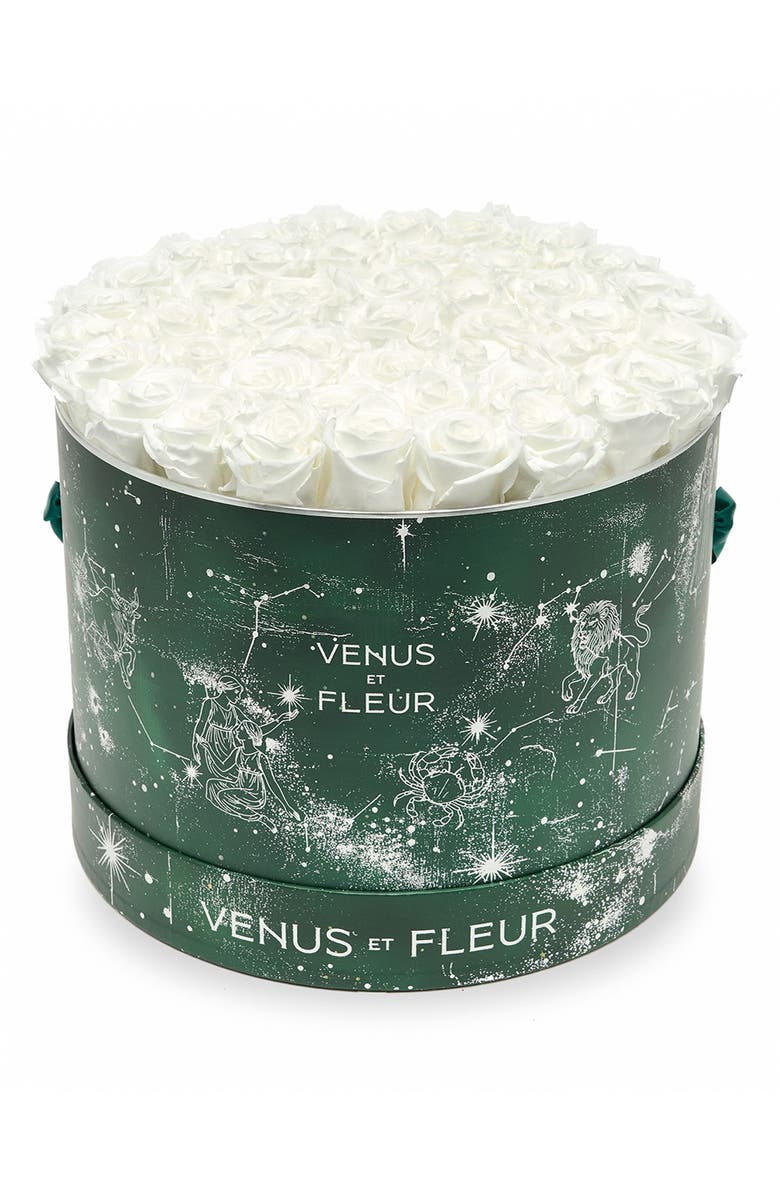 Venus ET Fleur Large Round Holiday Zodiac White Eternity Roses<sup>®</sup>, Main, color, White
