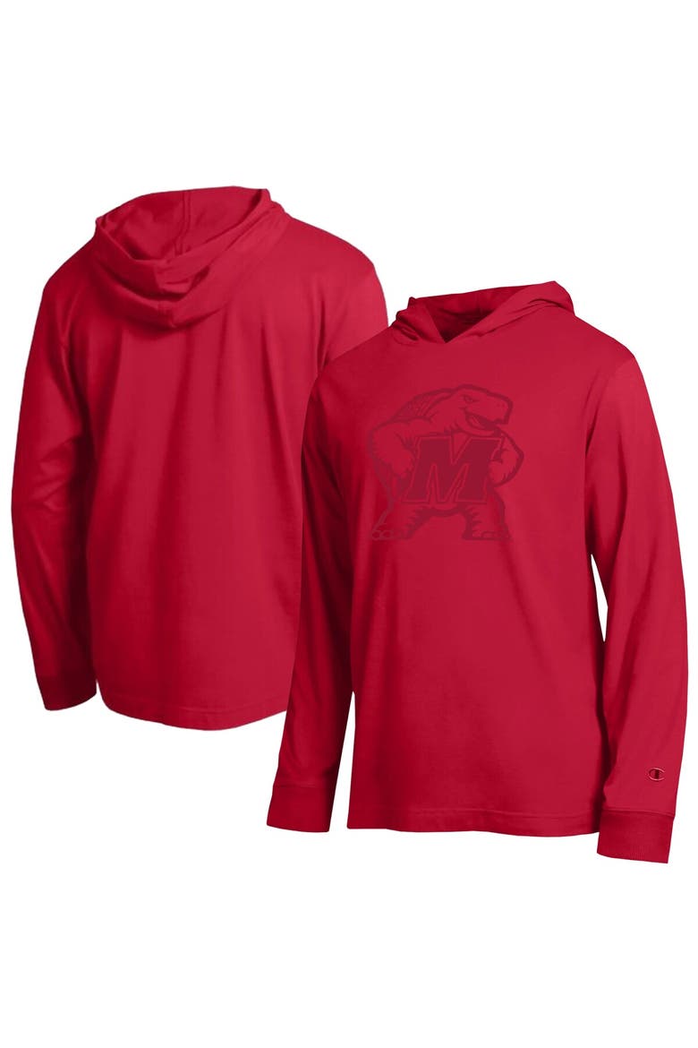 Men's Champion  Red Maryland Terrapins Tonal All-Star Long Sleeve Hooded T-Shirt, Main, color, Red