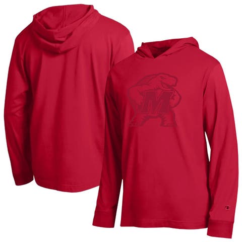 Men's Champion  Red Maryland Terrapins Tonal All-Star Long Sleeve Hooded T-Shirt