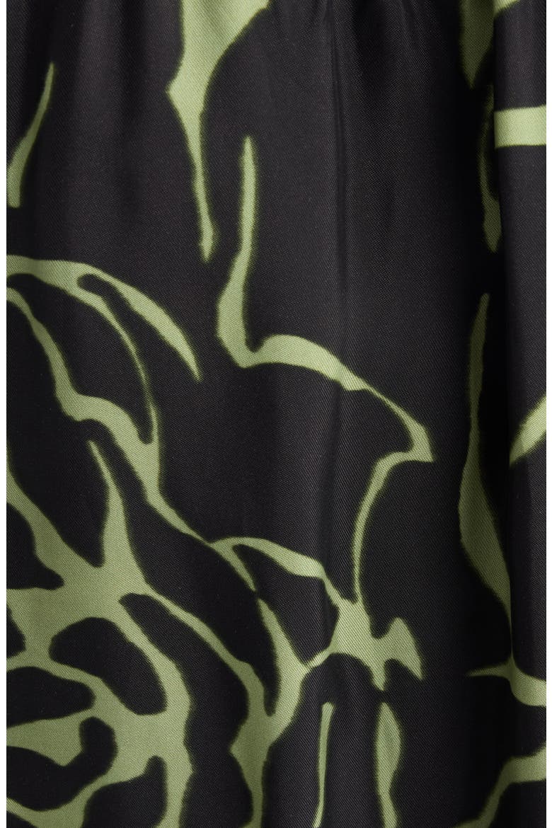 Rolana Giant Couture Rose Print Belted Crepe Trench Coat, Alternate, color, BLACK