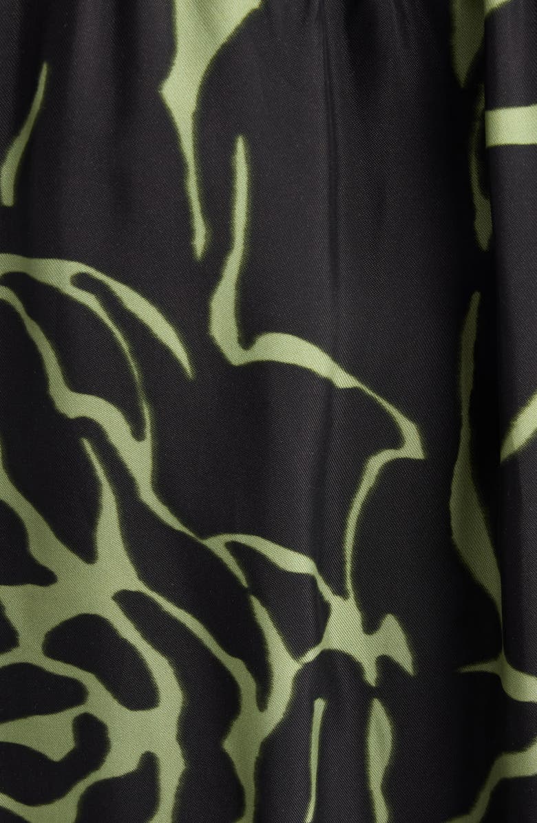 Dries Van Noten Rolana Giant Couture Rose Print Belted Crepe Trench Coat, Alternate, color, Black