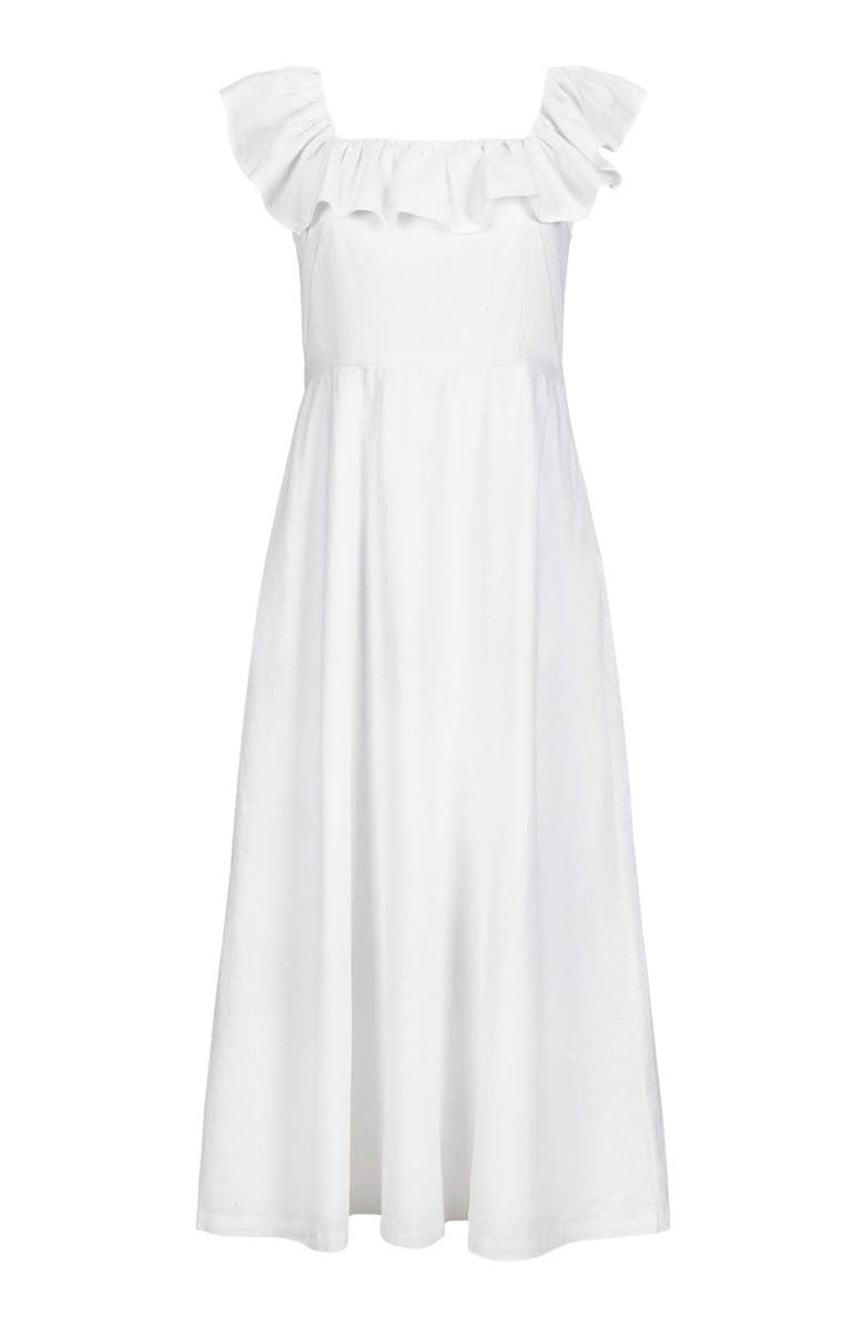 Hope & Henry Women's Linen Ruffle Collar Dress, Alternate, color, White Ruffle Collar