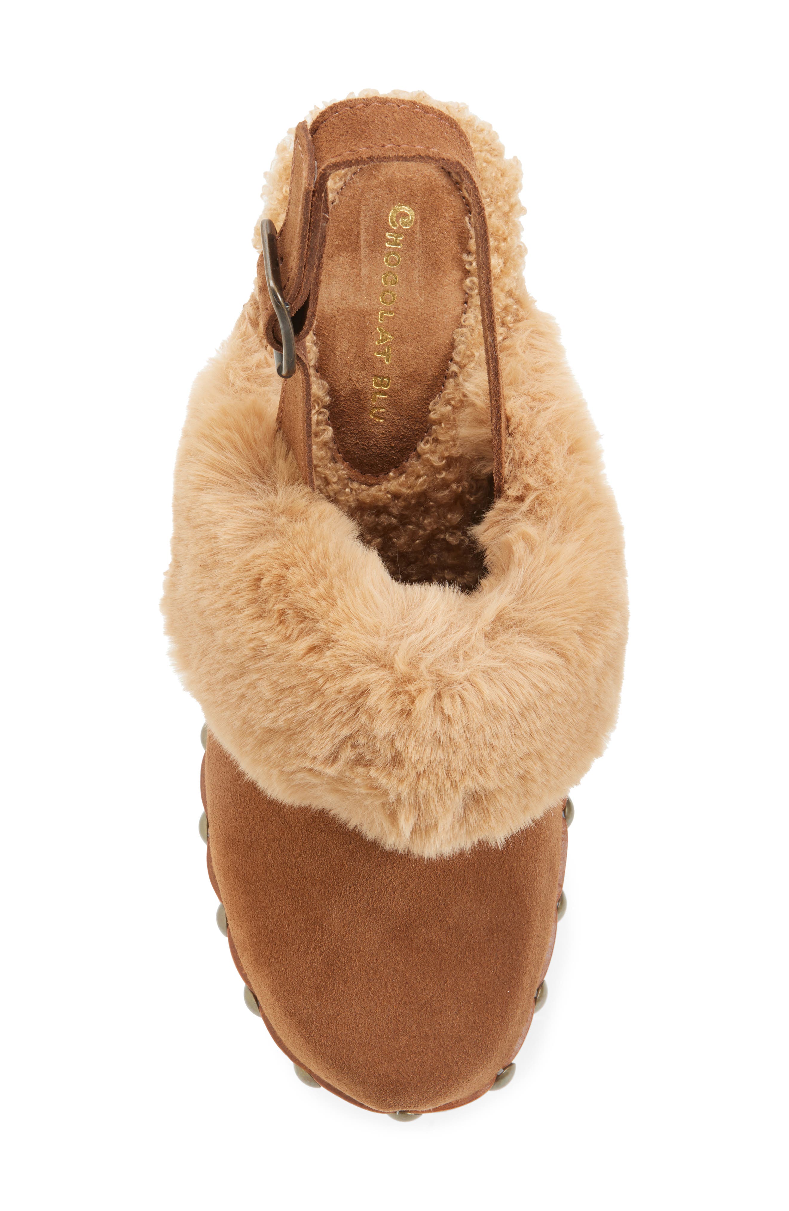 Chocolat Blu Fawn Faux Shearling Mule, Alternate, color, Cinnamon Suede