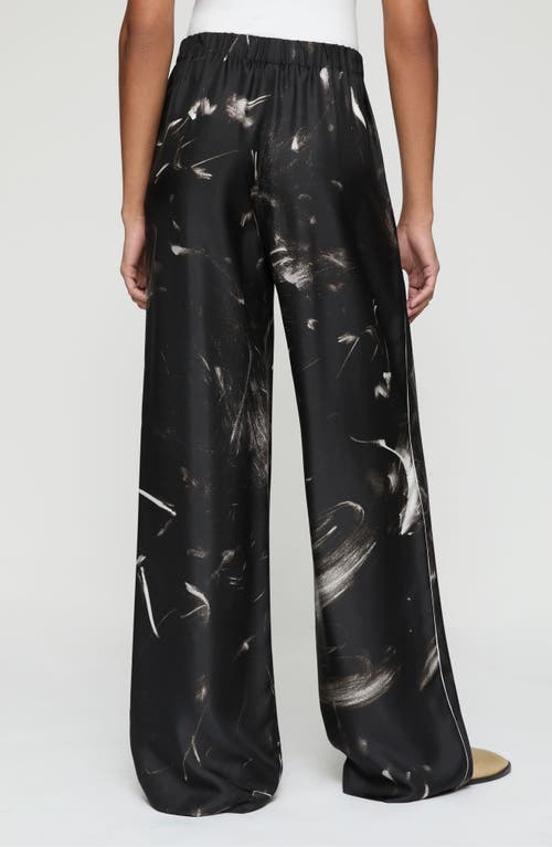 Lafayette 148 Riverside Wide-leg Silk Pants In Black Multi