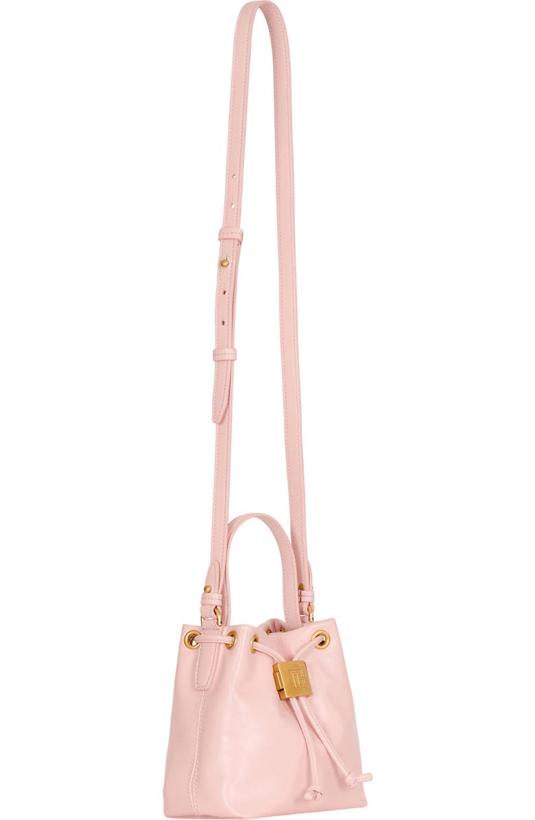 Balmain Pulse Bucket bag in smooth leather, Alternate, color, Pink