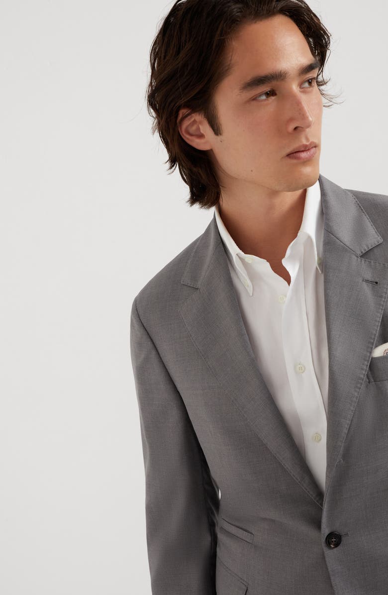Brunello Cucinelli Hopsack blazer, Alternate, color, Grey