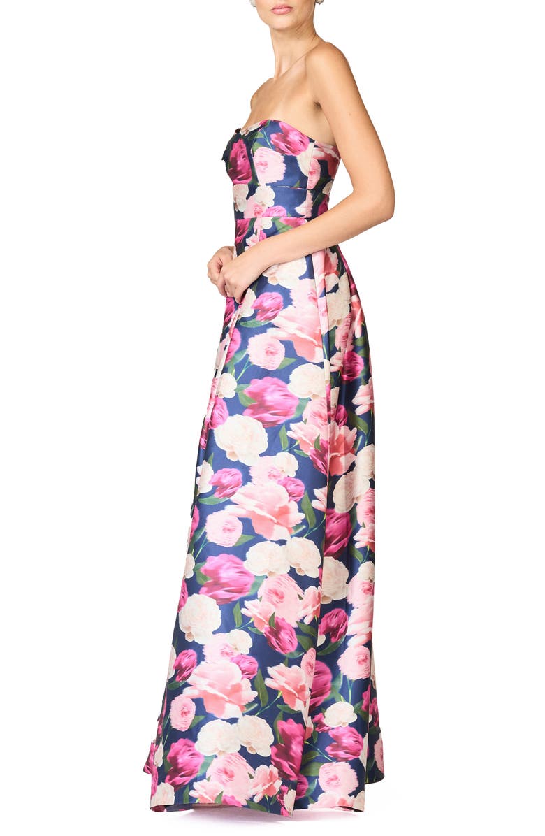 Sachin & Babi Giovanna Floral Strapless Gown, Alternate, color, Peony Ikat