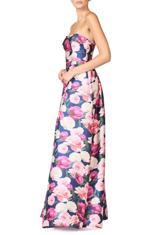 Sachin & Babi Giovanna Floral Strapless Gown In Multi