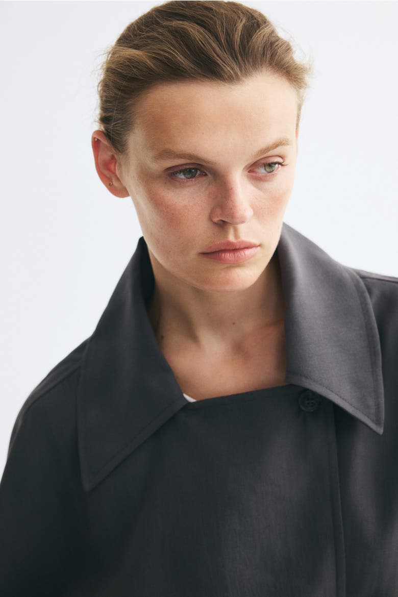 Short Lyocell-Blend Trench Coat, Alternate, color, Dark gray