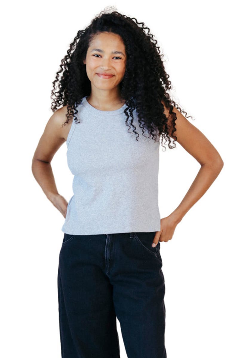 POPLINEN Charlie Ribbed Tank, Main, color, Heather Gray