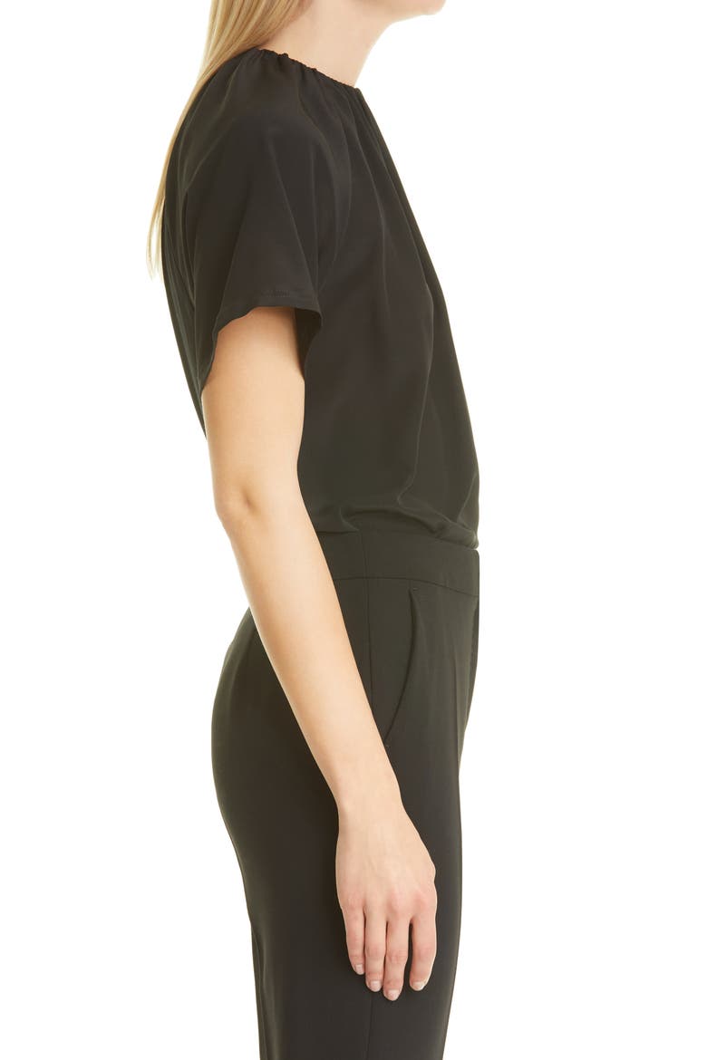Spezie Gathered Neck Jersey Top, Alternate, color, BLACK