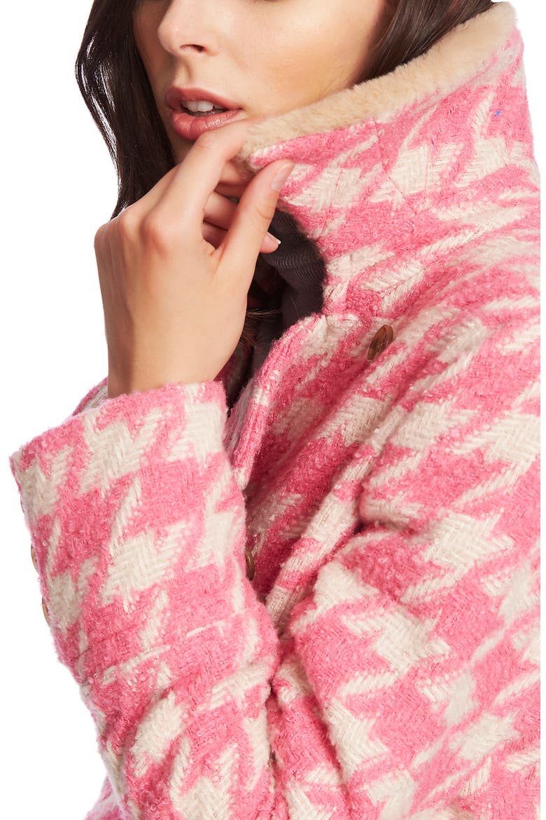 Houndstooth Peacoat, Alternate, color, CHALET PINK