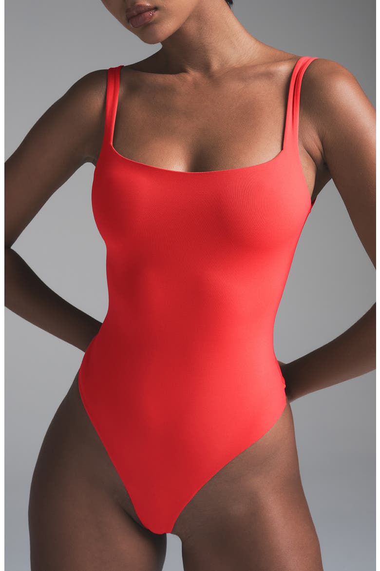 Fits Everybody Square Neck Bodysuit, Main, color, CHERRY