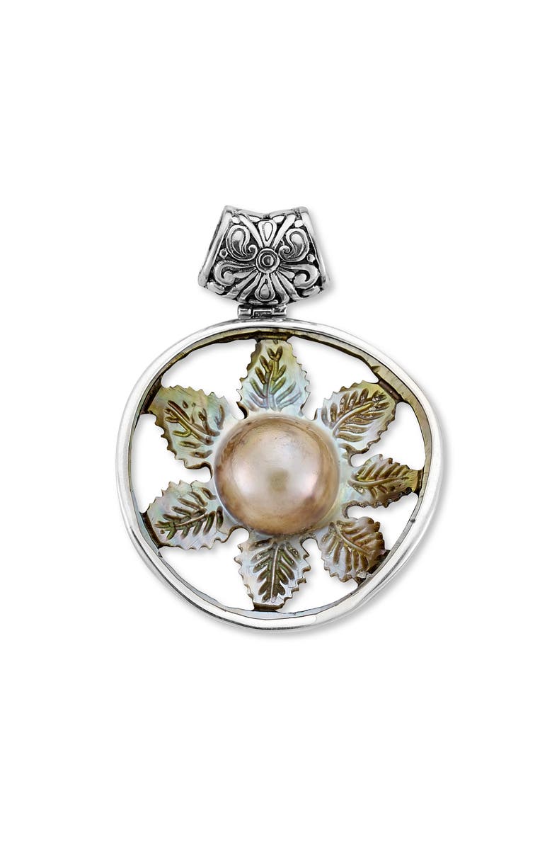 SAMUEL B. Sterling Silver & Pearl Flower Pendant, Main, color, Silver