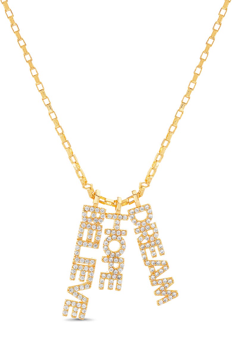 Lesa Michele Believe Hope Dream Pendant Necklace, Main, color,