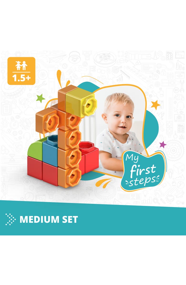 Engino Qboidz Baby My First Steps Medium 44 Piece Brick Set, Dualdimension, Alternate, color, Multicolored
