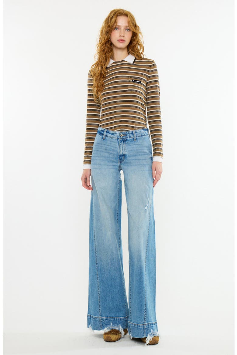 Birdeen Mid Rise Super Wide Jeans, Alternate, color, Medium Dark Wash