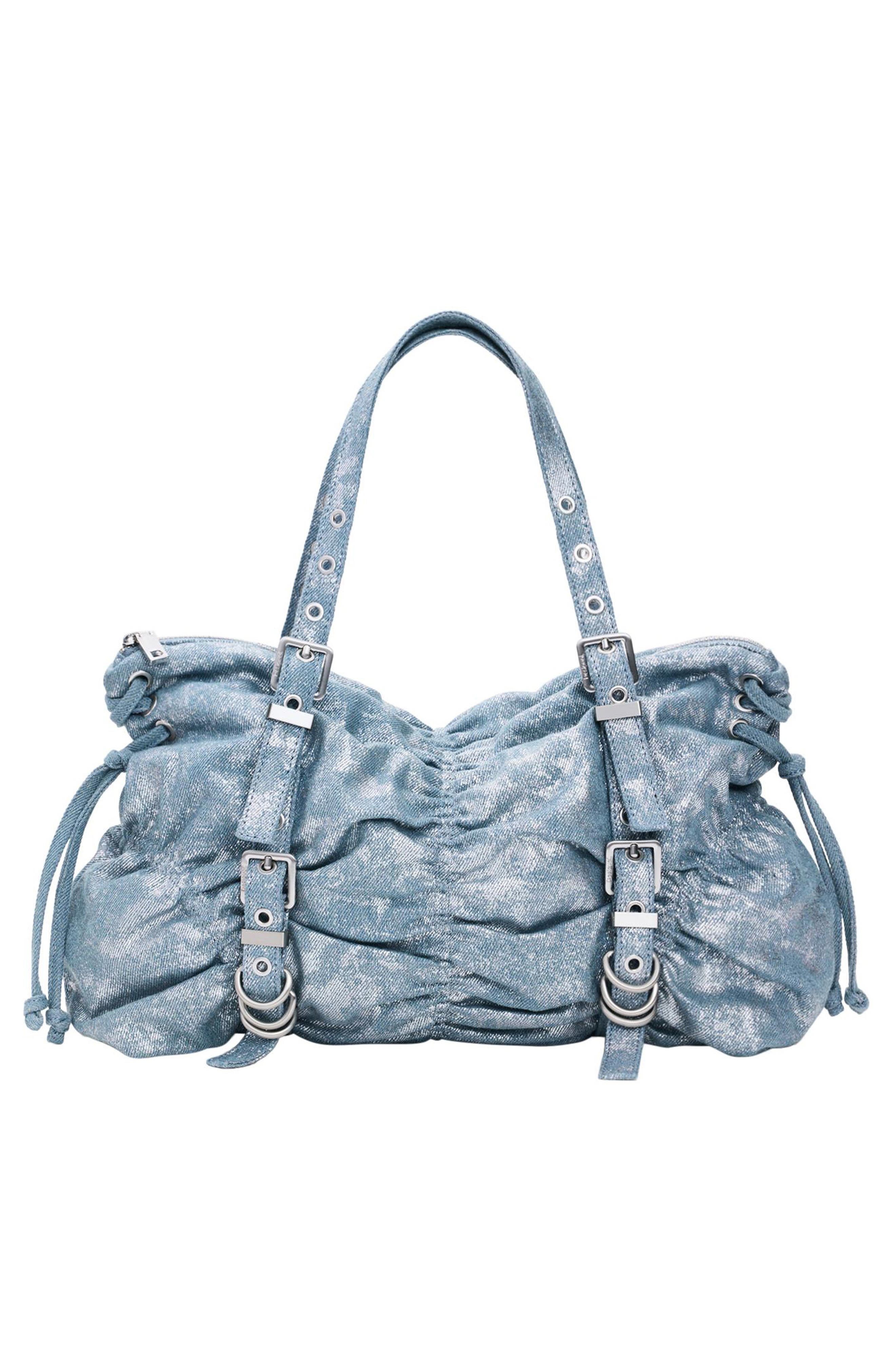 Desigual Ruched Denim Shoulder Bag, Alternate, color, 