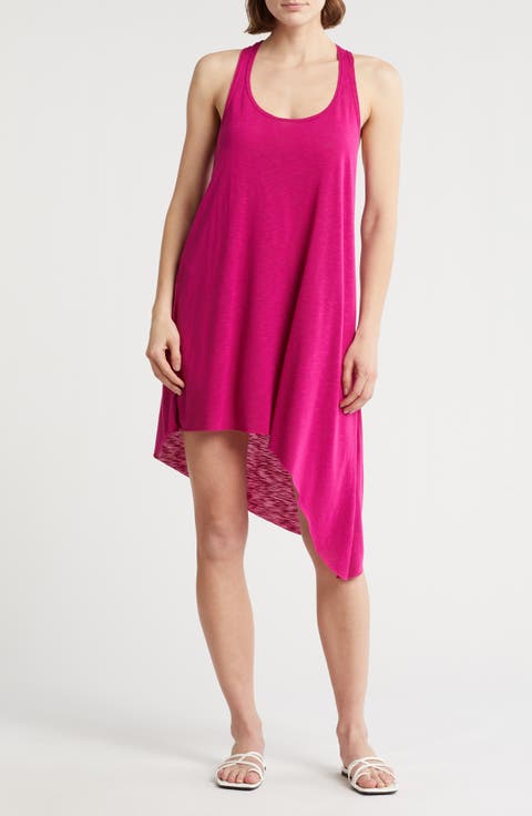 Twist Back Asymmetric Hem Cover-Up Dress