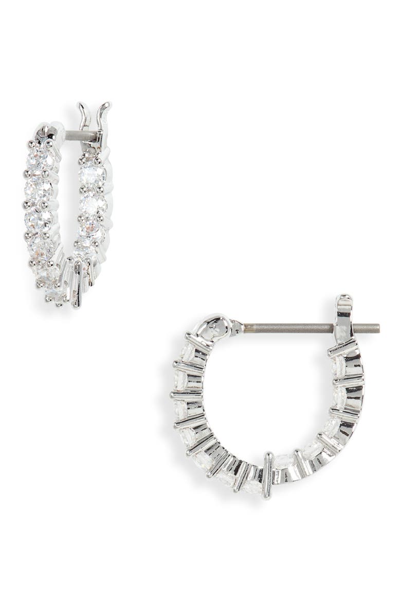 Matrix Swarovski Crystal Mini Hoop Earrings, Main, color, WHITE