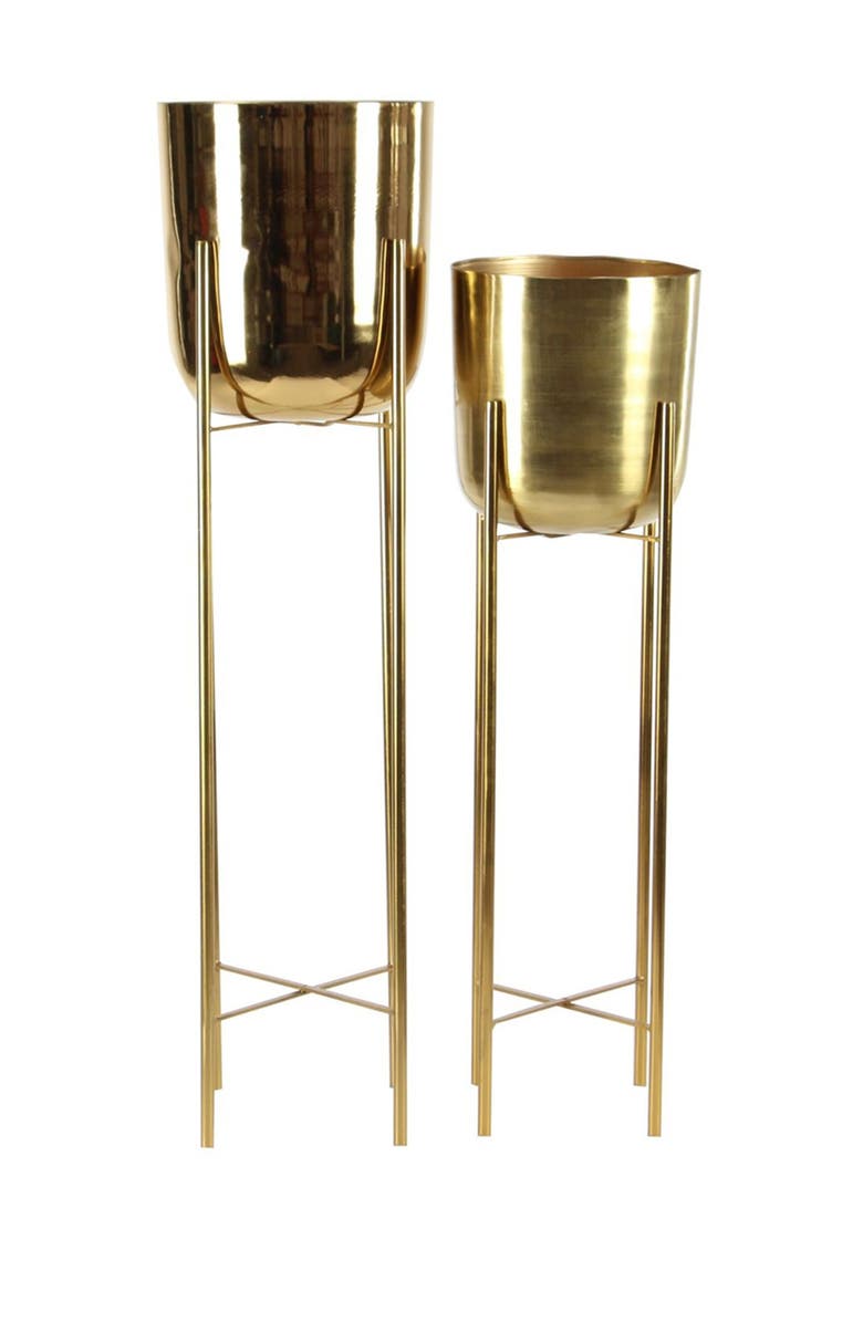 COSMO BY COSMOPOLITAN Goldtone Metal Glam Planter with Removable Stand - Set of 2, Main, color,