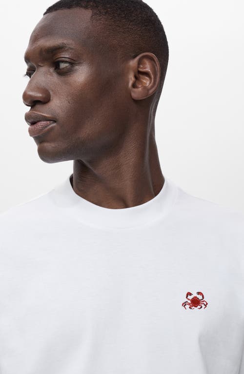 Mango Shellfish Embroidery Crewneck T-shirt In White