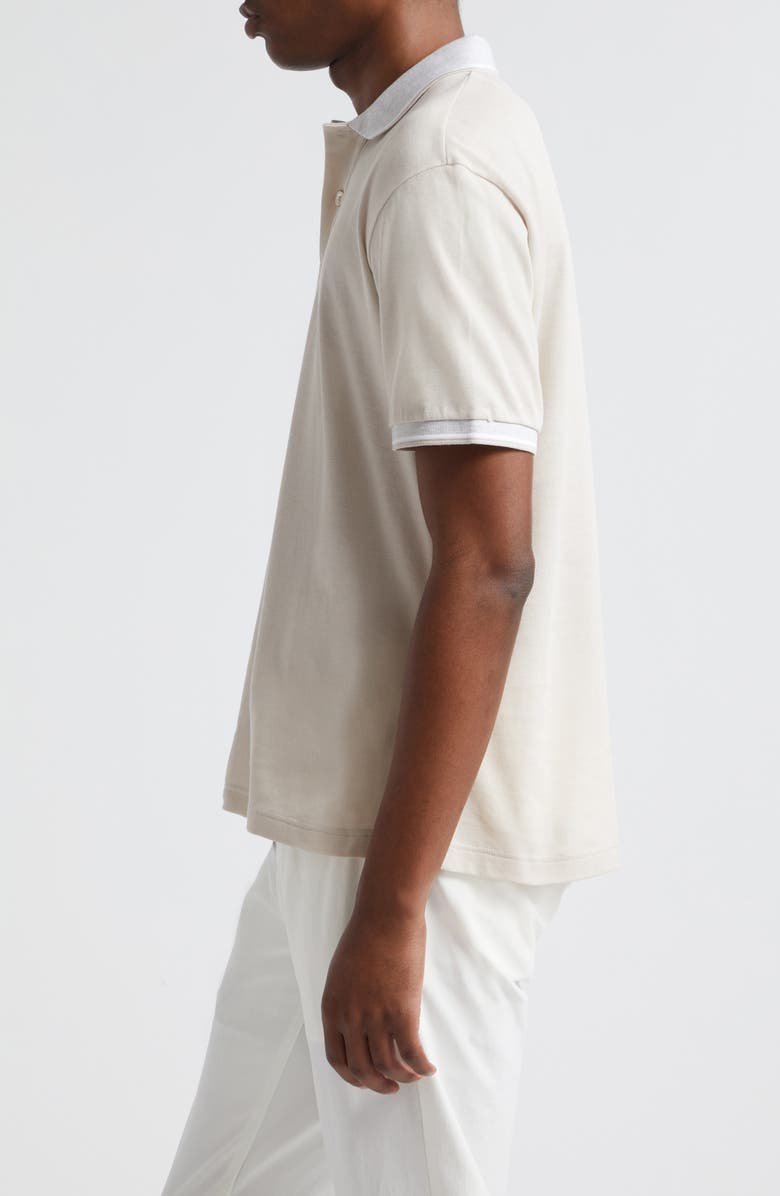 Eleventy Tipped Piqué Knit Polo, Alternate, color, Sand
