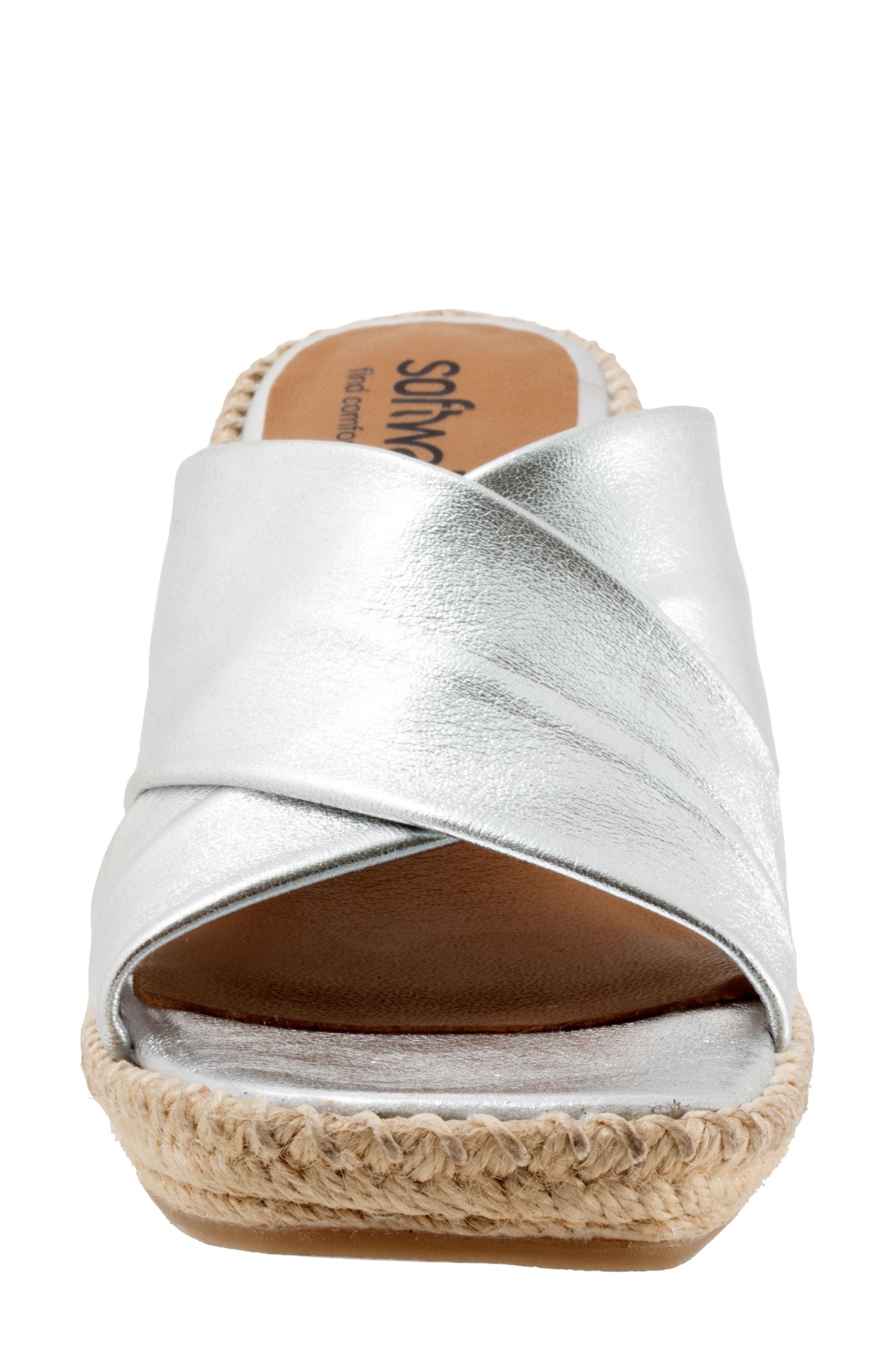 SoftWalk<sup>®</sup> Hastings Espadrille Platform Wedge Slide Sandal, Alternate, color, Silver Metallic