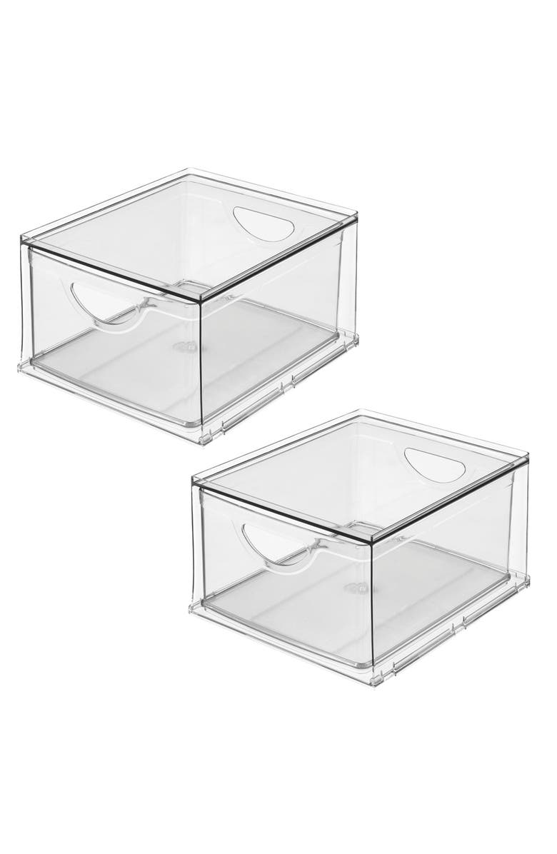 mDesign Stackable Storage Drawer for Pantry, Set of 2, Clear, Made in USA, Main, color, Clear