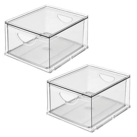 Stackable Storage Drawer for Pantry, Set of 2, Clear, Made in USA