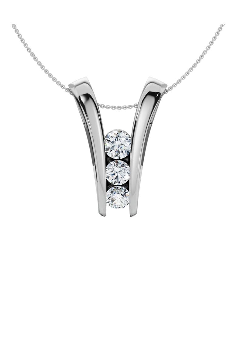 Bliss Diamond 1/2Ct Three Stone Diamond Pendant Gold Women's 18" Necklace Lab Grown, Main, color, White Gold
