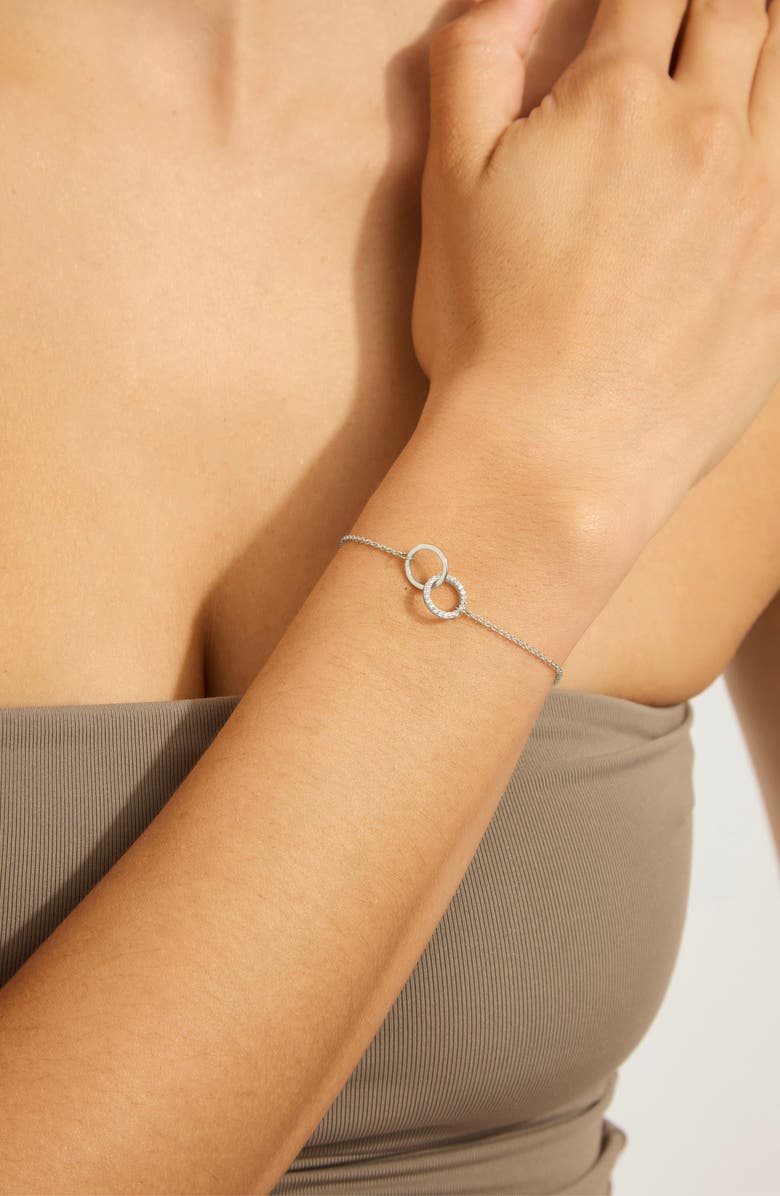 Adornia Silvertone Plate CZ Interlocking Circle Bracelet, Alternate, color, Silver