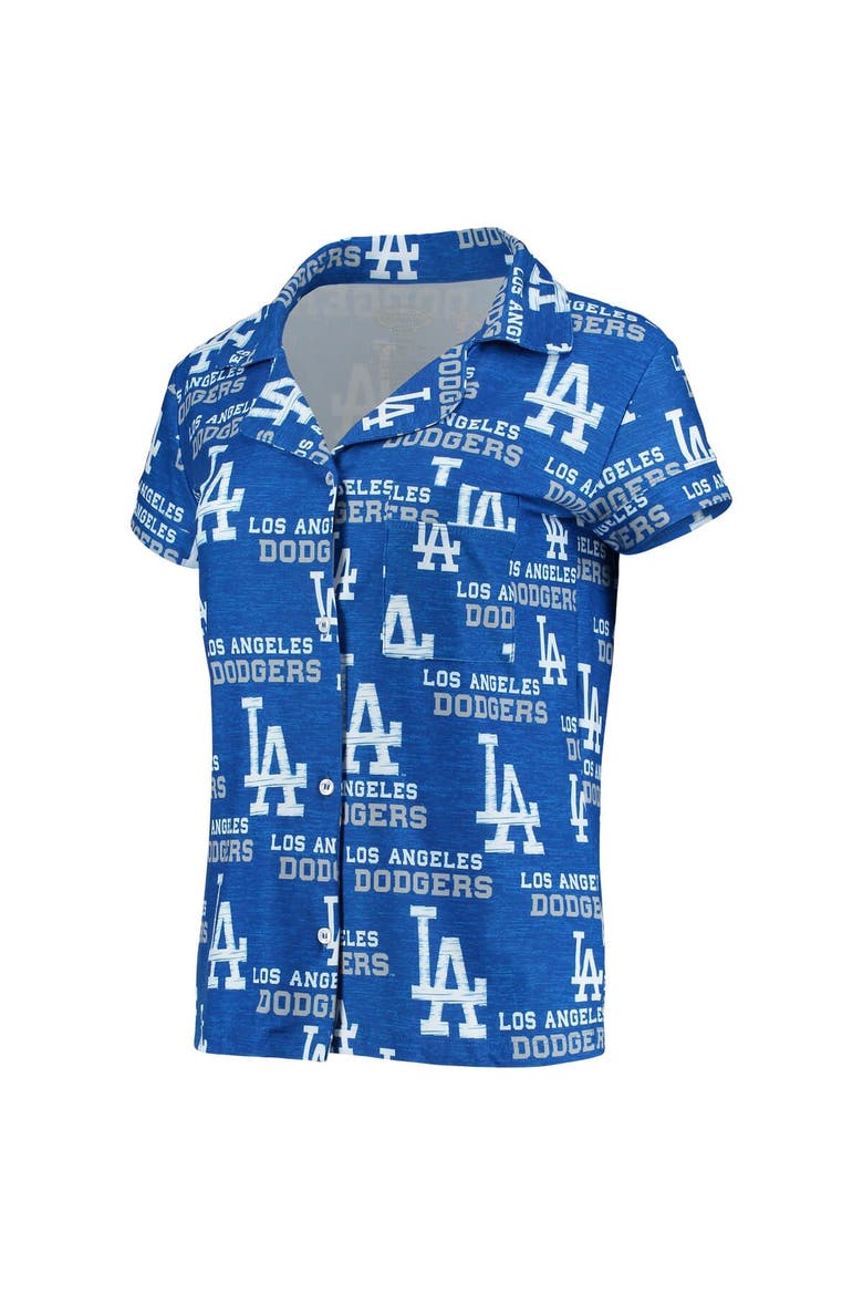 Women's Concepts Sport Royal Los Angeles Dodgers Zest Allover Print Button-Up Shirt & Shorts Sleep Set, Alternate, color, Royal