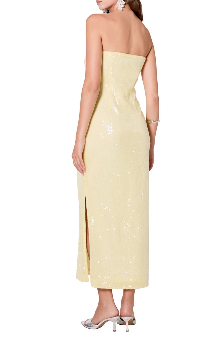 Sequin Strapless Maxi Dress, Alternate, color, BUTTER