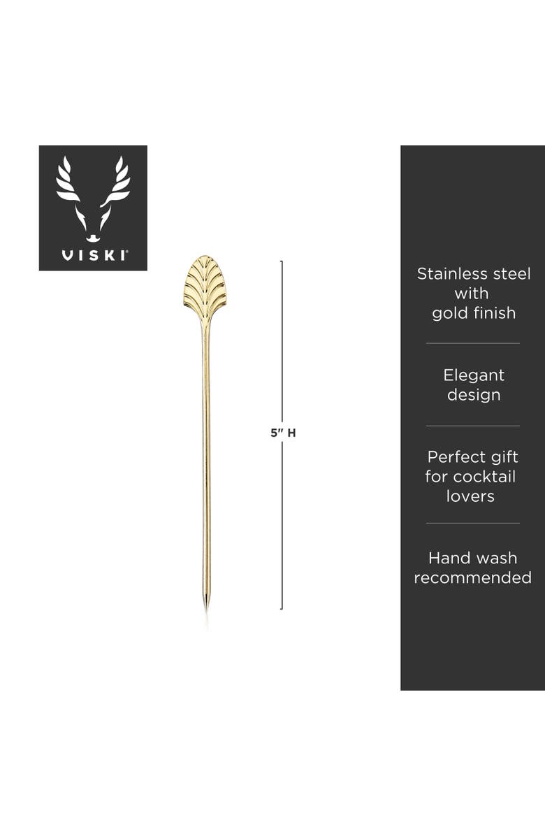 Viski Art Deco Cocktail Picks Set of 4, Alternate, color, Gold