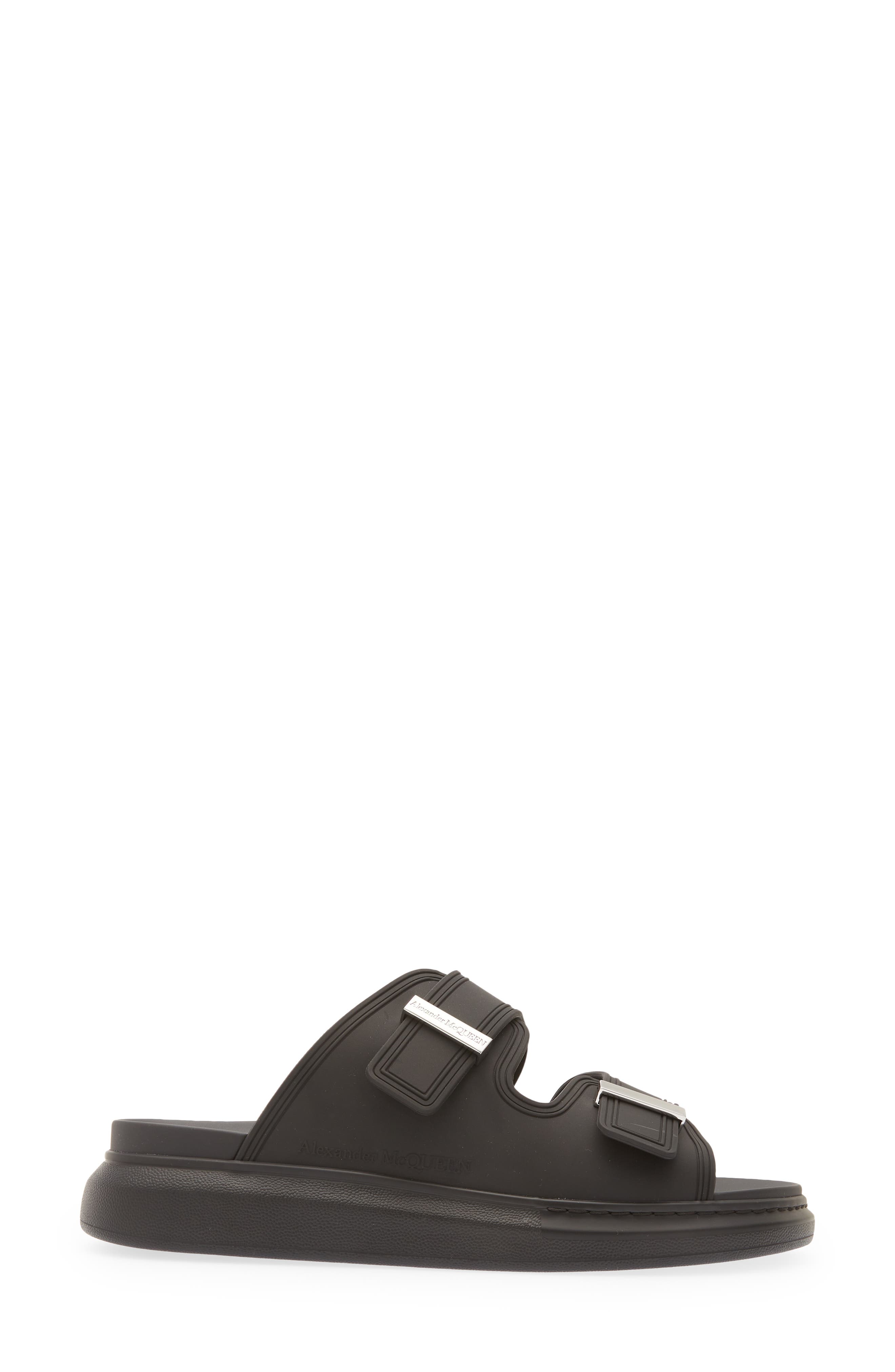 McQueen Oversize Slide Sandal, Alternate, color, Black/ Silver