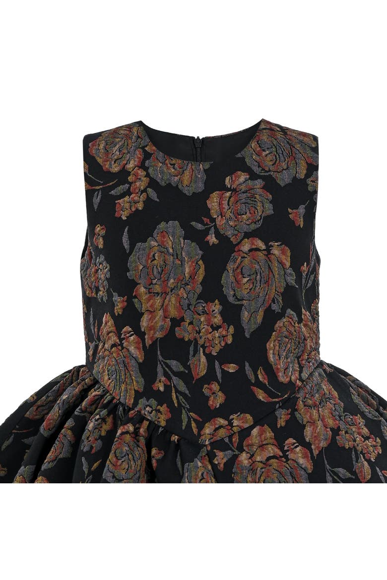 Emelina Floral Pleated Dress, Alternate, color, Black