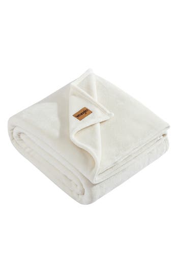 Wrangler Wgr Solid Ultra Soft Plush Fleece Blanket In Ivory