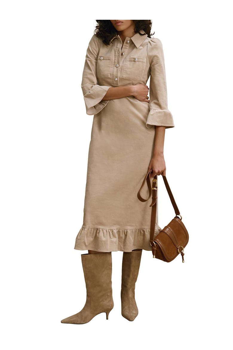Corduroy Midi Dress, Alternate, color, Neutral