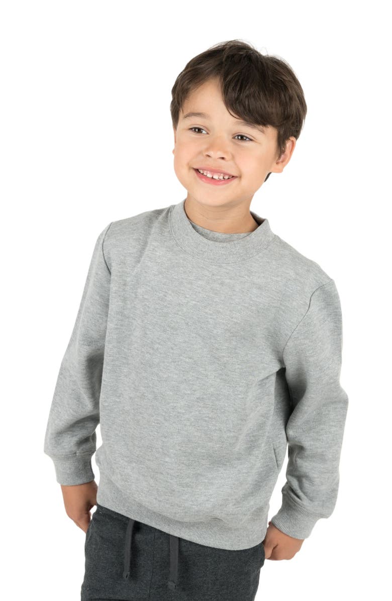 Leveret Kids Pullover Sweatshirt, Long Sleeve, Solid Colors, Main, color, Light Gray