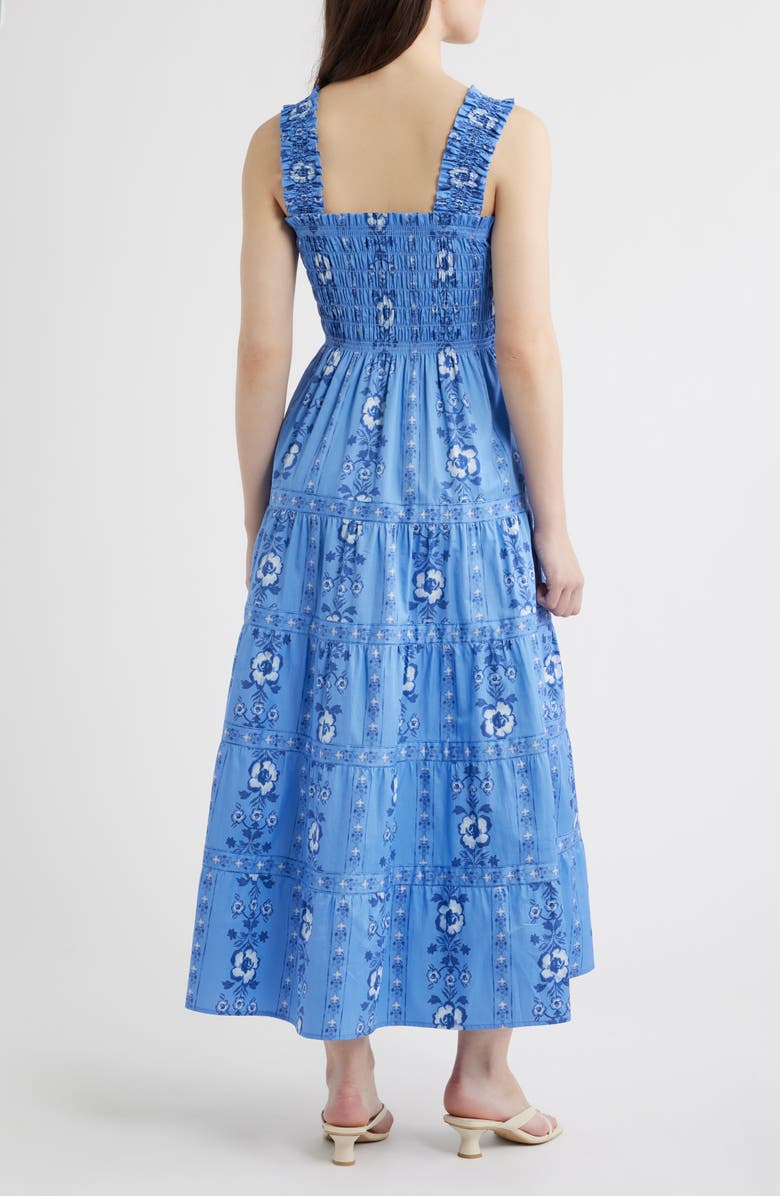 Hill House Home The Kimmy Smocked Sleeveless Maxi Dress, Alternate, color, Arcadia Border Blue