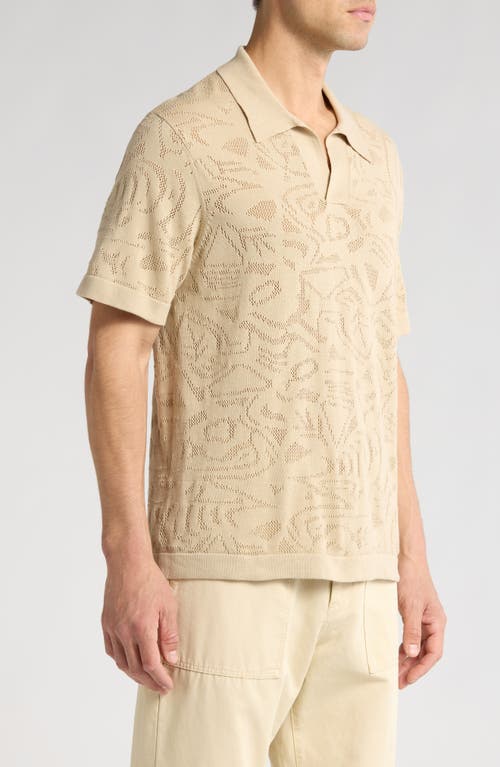 Nn07 Ryan 6692 Abstract Floral Pointelle Organic Cotton Polo In Neutral