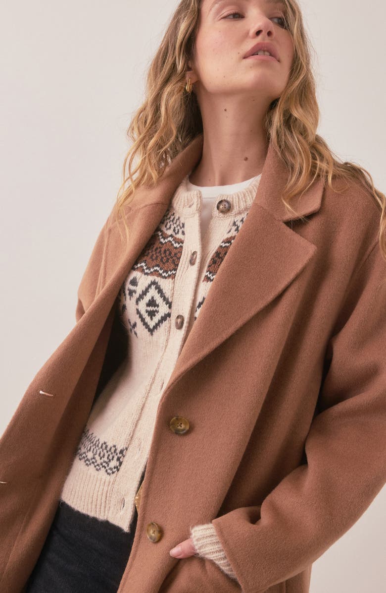 Marine Layer Colette Longline Coat, Alternate, color, Camel