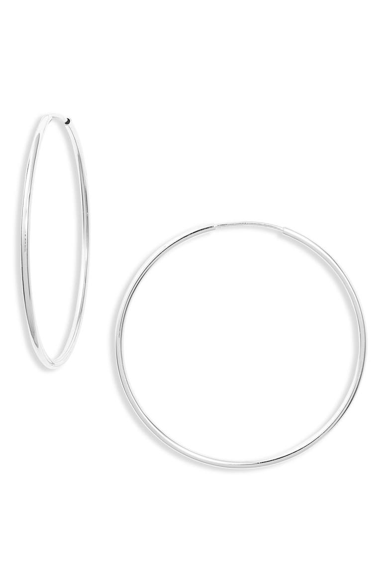 Endless Hoop Earrings, Main, color, SILVER