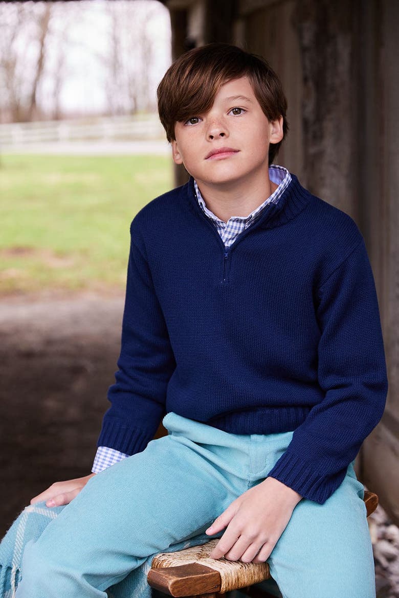 Kids' Quarter Zip Sweater, Alternate, color, Navy