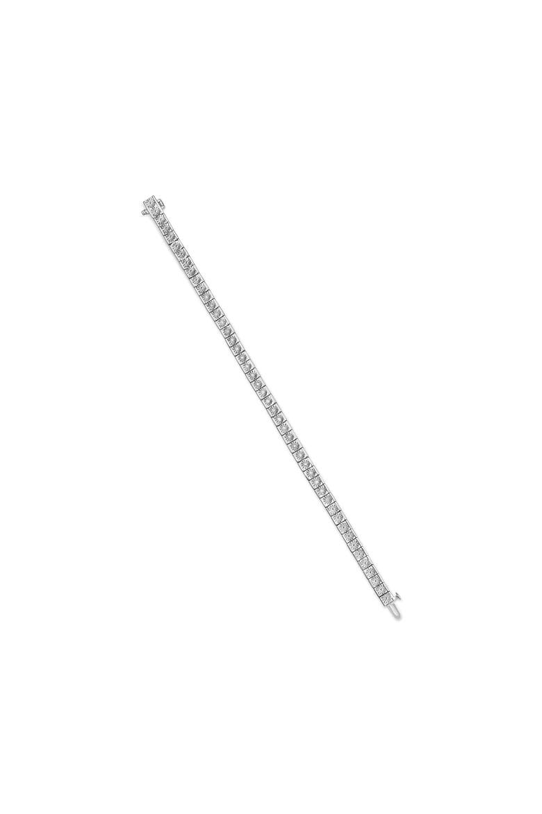Silver 1/4 Cttw Miracle Set Diamond and Bead Link 7.25" Tennis Bracelet, Alternate, color, White