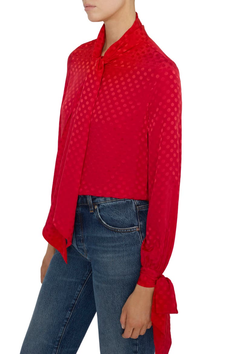 Nouvelle Polka Dot Silk Top, Alternate, color, LIPSTICK POLKA DOT